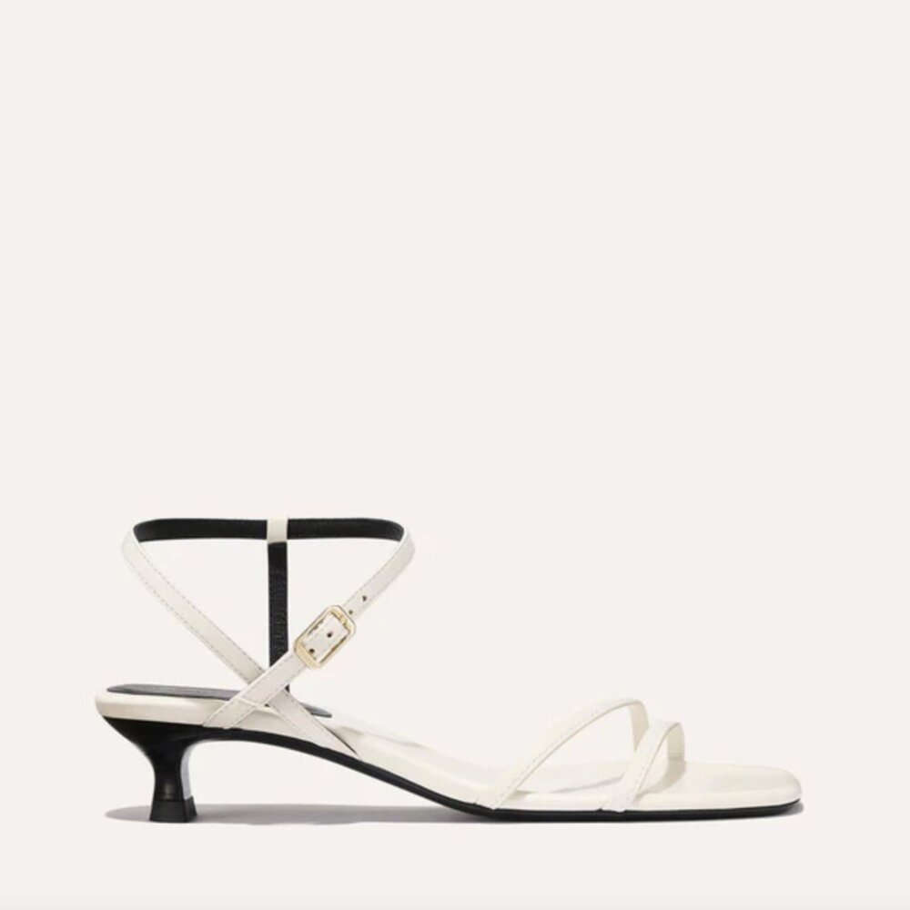 Margaux The Dylan Strappy Kitten Heel Sandal — Ivory White Nappa Leather 7.5